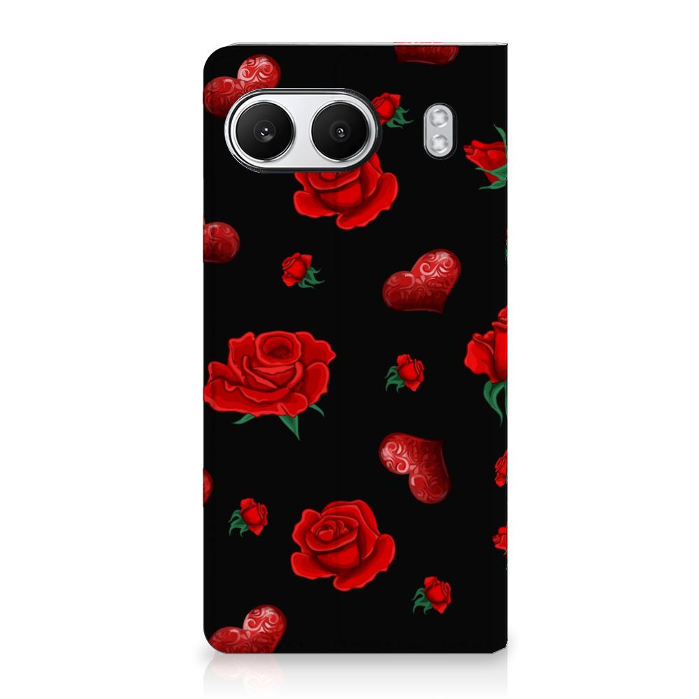 OnePlus Nord 4 Magnet Case Valentine telefoonhoesje bloemen zwart