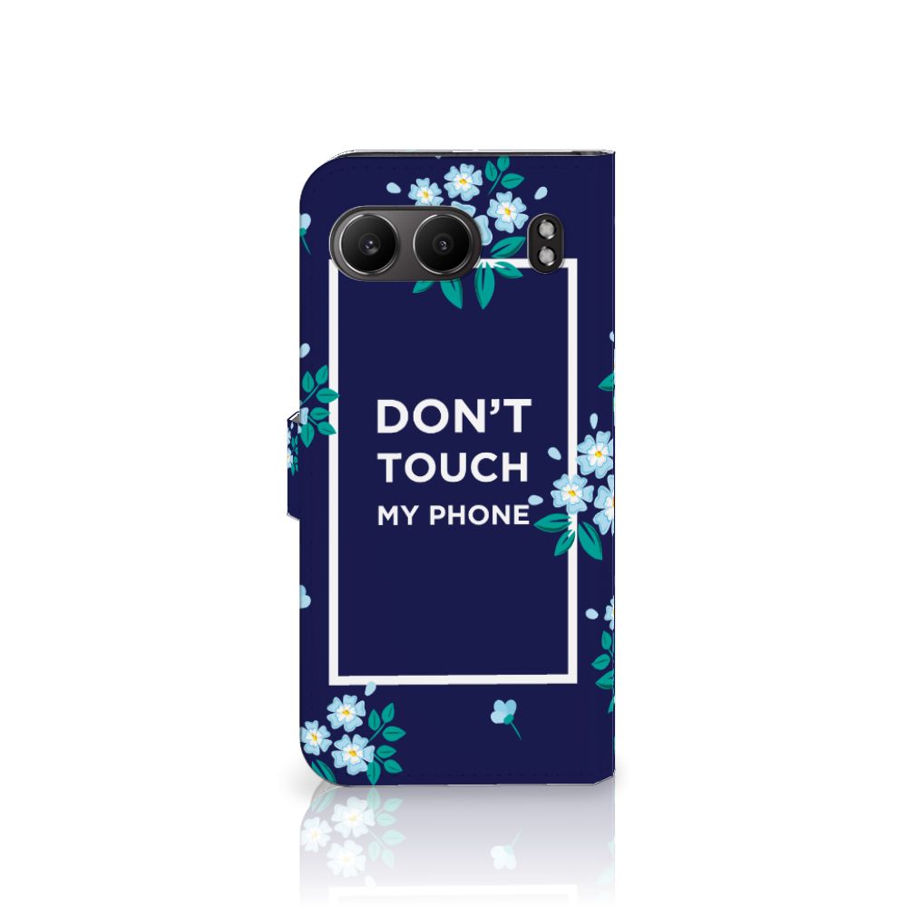 OnePlus Nord 4 Portemonnee Hoesje Flowers Blue DTMP bloemen ontwerp achterkant