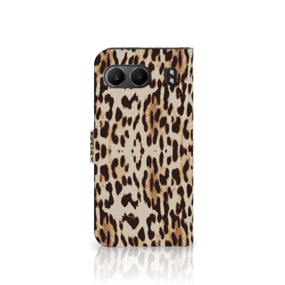 OnePlus Nord 4 Telefoonhoesje met Pasjes Leopard telefoonhoesje panterprint zijaanzicht