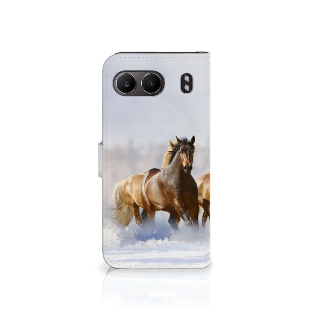 OnePlus Nord 4 Telefoonhoesje met Pasjes Paarden telefoonhoesje paarden design voorkant