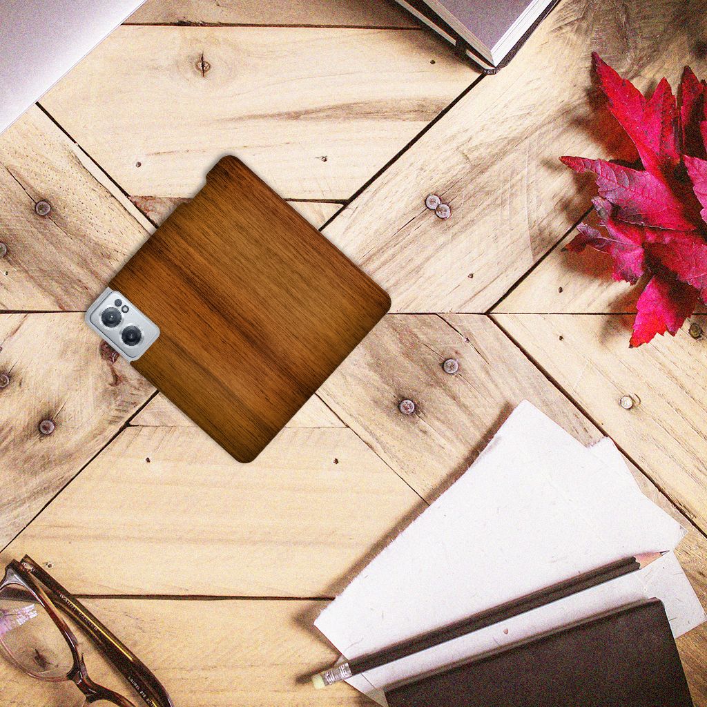 OnePlus Nord CE 2 5G Book Wallet Case Donker Hout - B2C Telecom