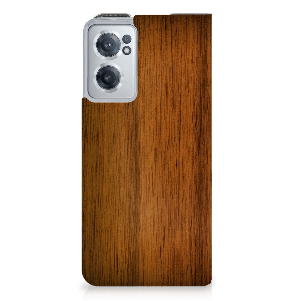 OnePlus Nord CE 2 5G Book Wallet Case Donker Hout - B2C Telecom