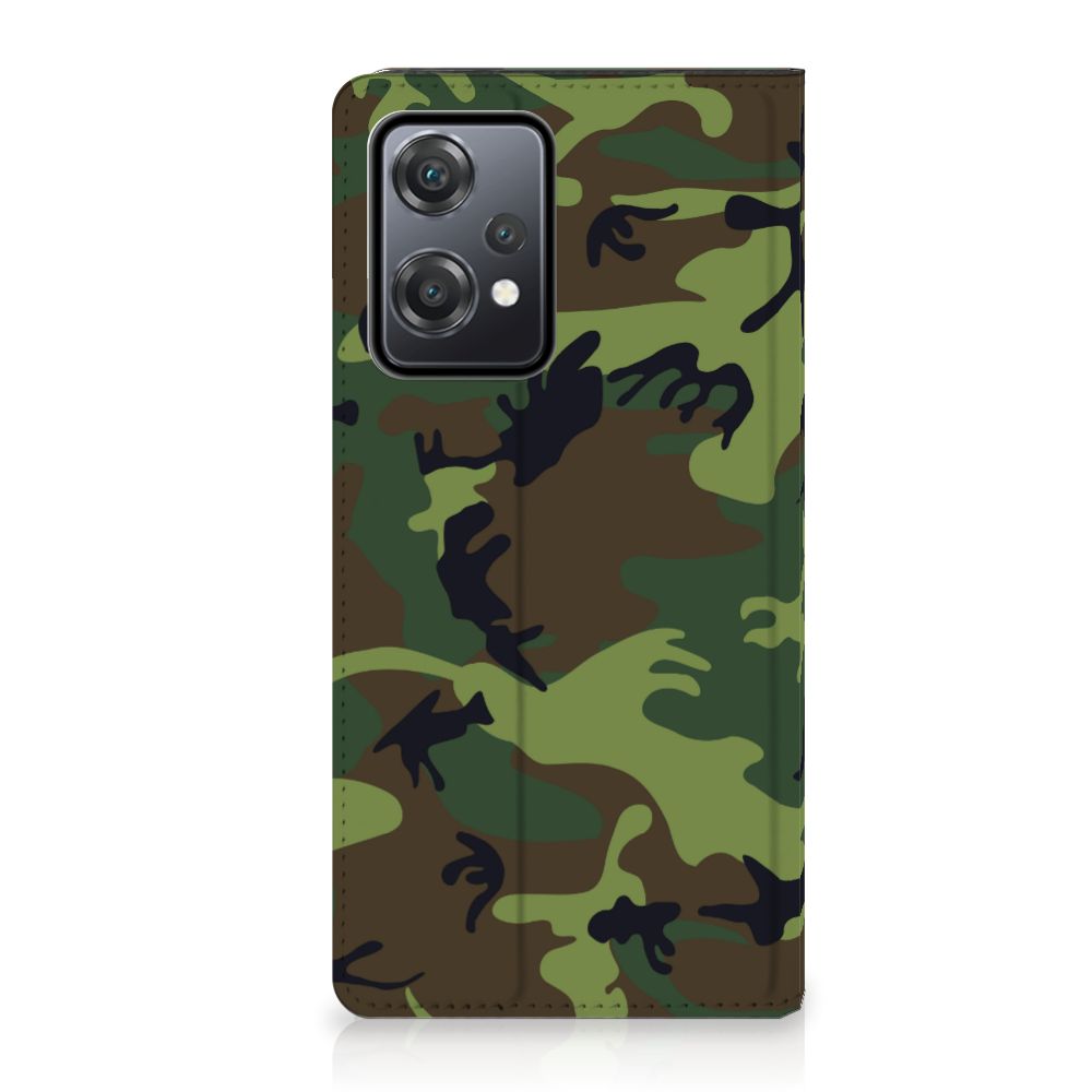 OnePlus Nord CE 2 Lite 5G Hoesje met Magneet Army Dark camouflage ontwerp voorkant