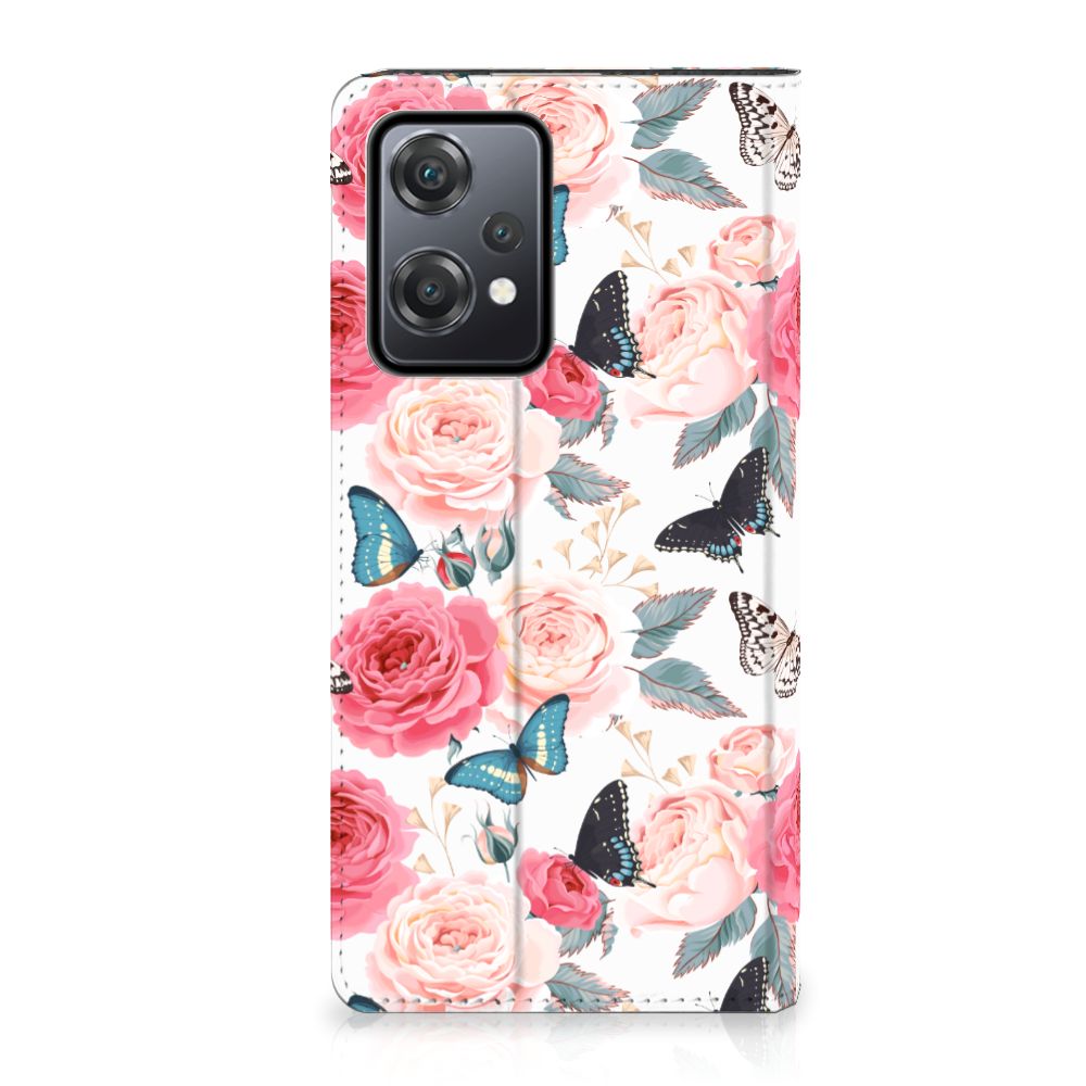 OnePlus Nord CE 2 Lite 5G Smart Cover Butterfly Roses voorkant design bloemen vlinders