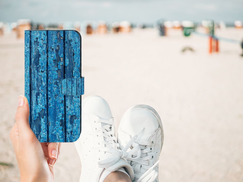 OnePlus Nord CE 3 Book Style Case Wood Blue boek hoesje blauwe hout aanzicht