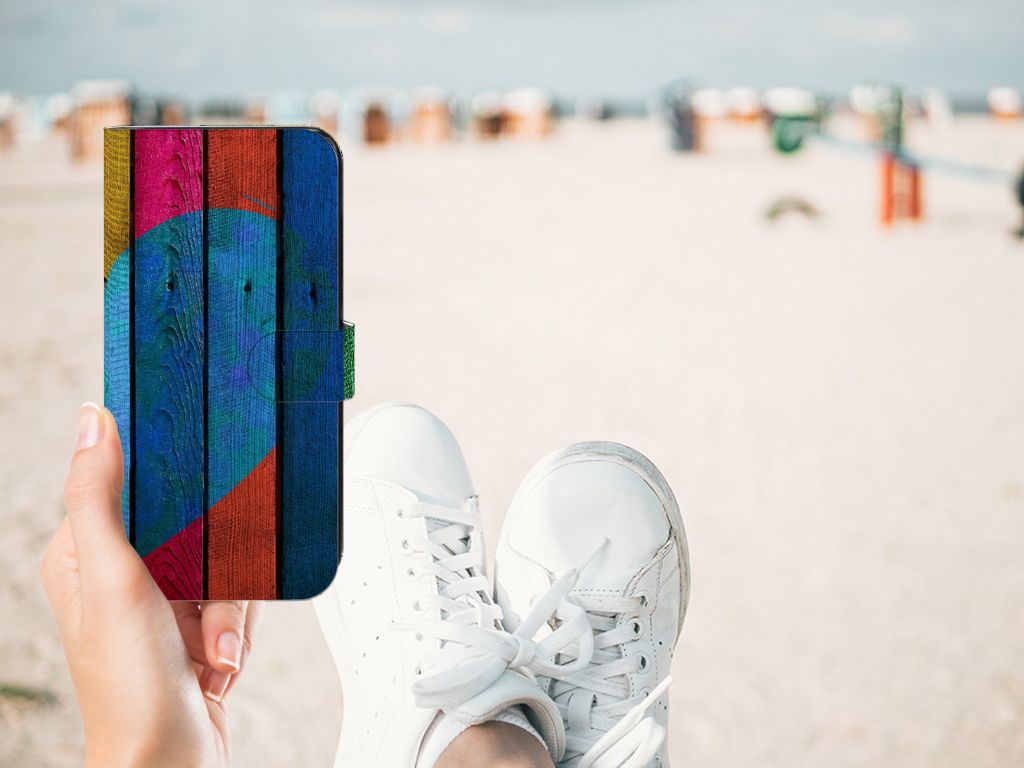 OnePlus Nord CE 3 Book Style Case Wood Heart Cadeau voor je Vriend boekhoesje kleur ontwerp strand zomervakantie