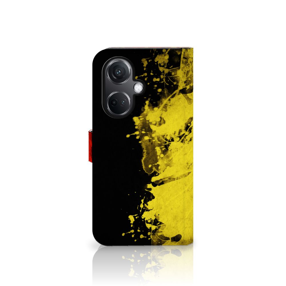 OnePlus Nord CE 3 Bookstyle Case België design hoesje zwart geel aanzicht