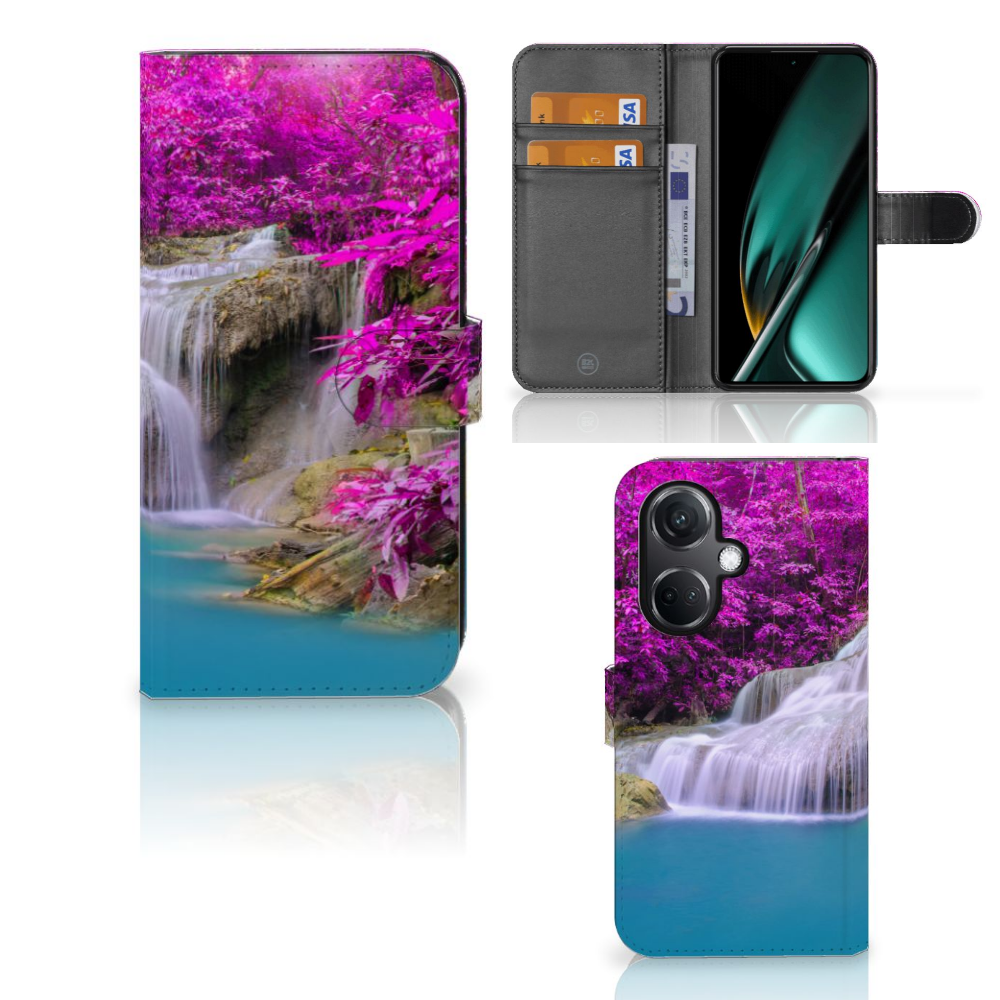 OnePlus Nord CE 3 Flip Cover Waterval flipcover waterval paarse bomen aanzicht