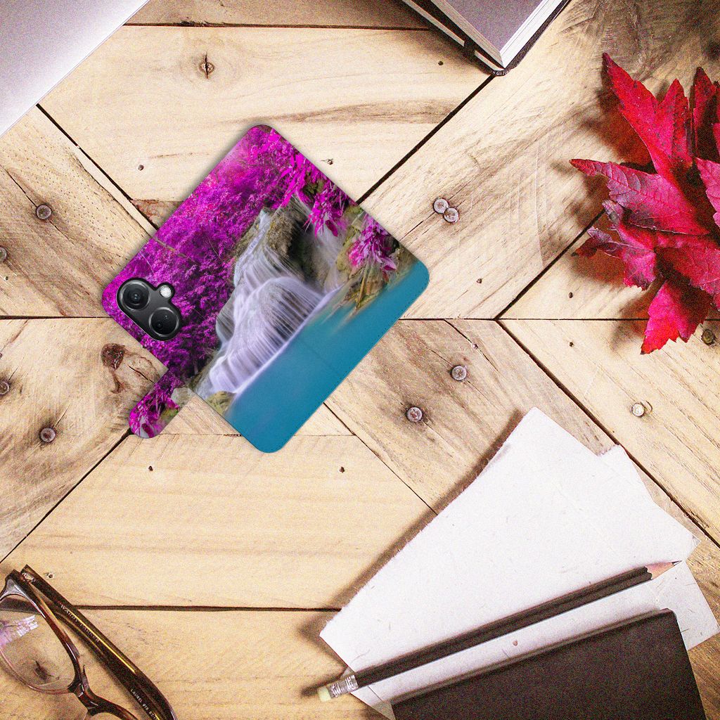 OnePlus Nord CE 3 Flip Cover Waterval design waterval paarse bomen aanzicht boven