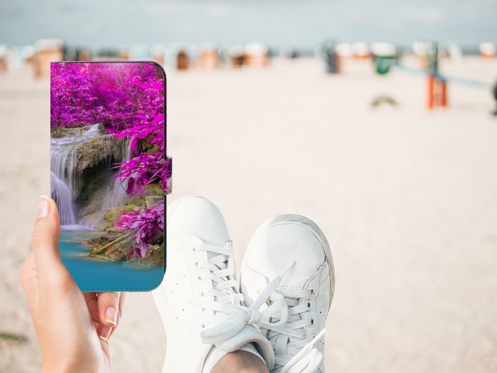OnePlus Nord CE 3 Flip Cover Waterval design waterval paarse bomen aanzicht