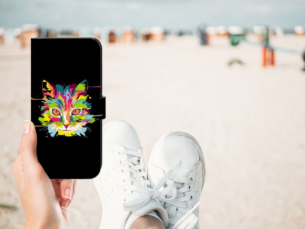 OnePlus Nord CE 3 Leuk Hoesje Cat Color ontworpen kat kleuren zwart voorkant