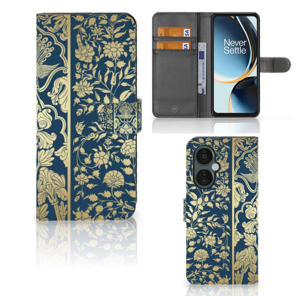 OnePlus Nord CE 3 Lite Hoesje Beige Flowers hoesje beige bloemen design aanzicht