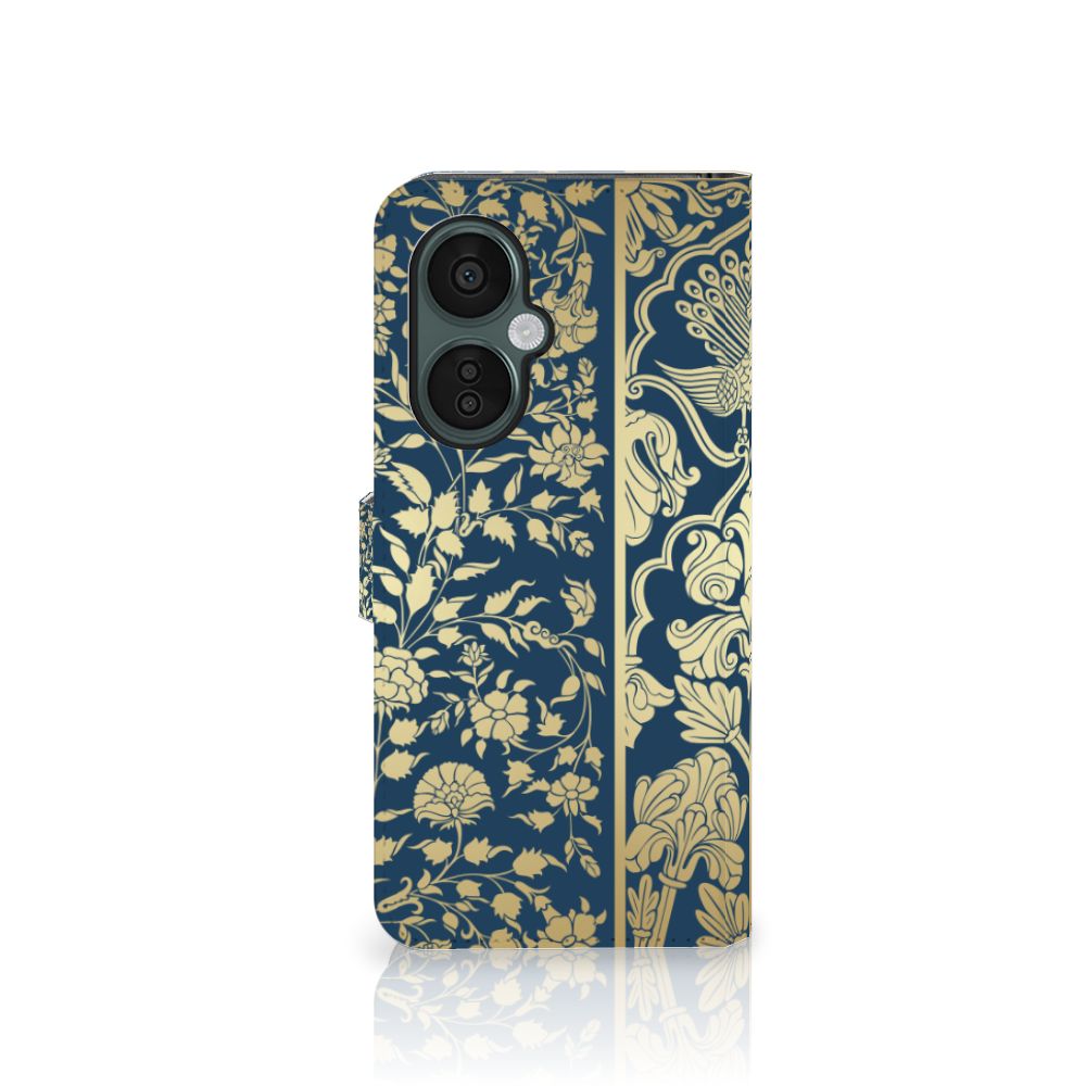OnePlus Nord CE 3 Lite Hoesje Beige Flowers etui bloemen beige design achterkant