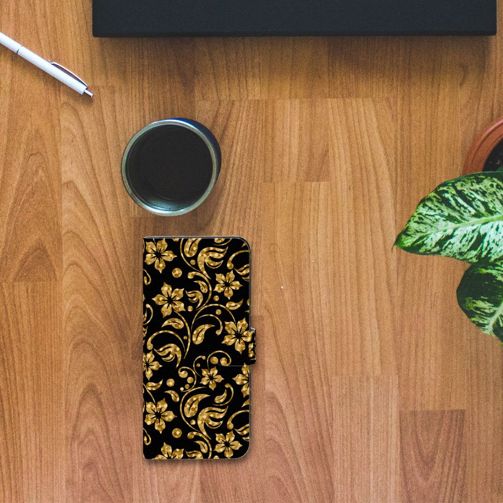 OnePlus Nord CE 3 Lite Hoesje Gouden Bloemen hoesje gouden bloemen aanzicht