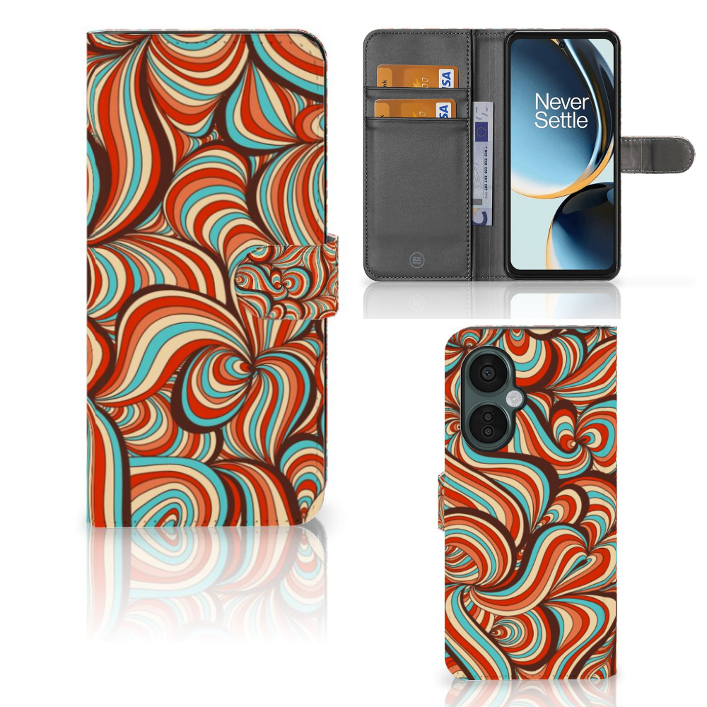 OnePlus Nord CE 3 Lite Hoesje Retro retro kleurrijk ontwerp aanzicht