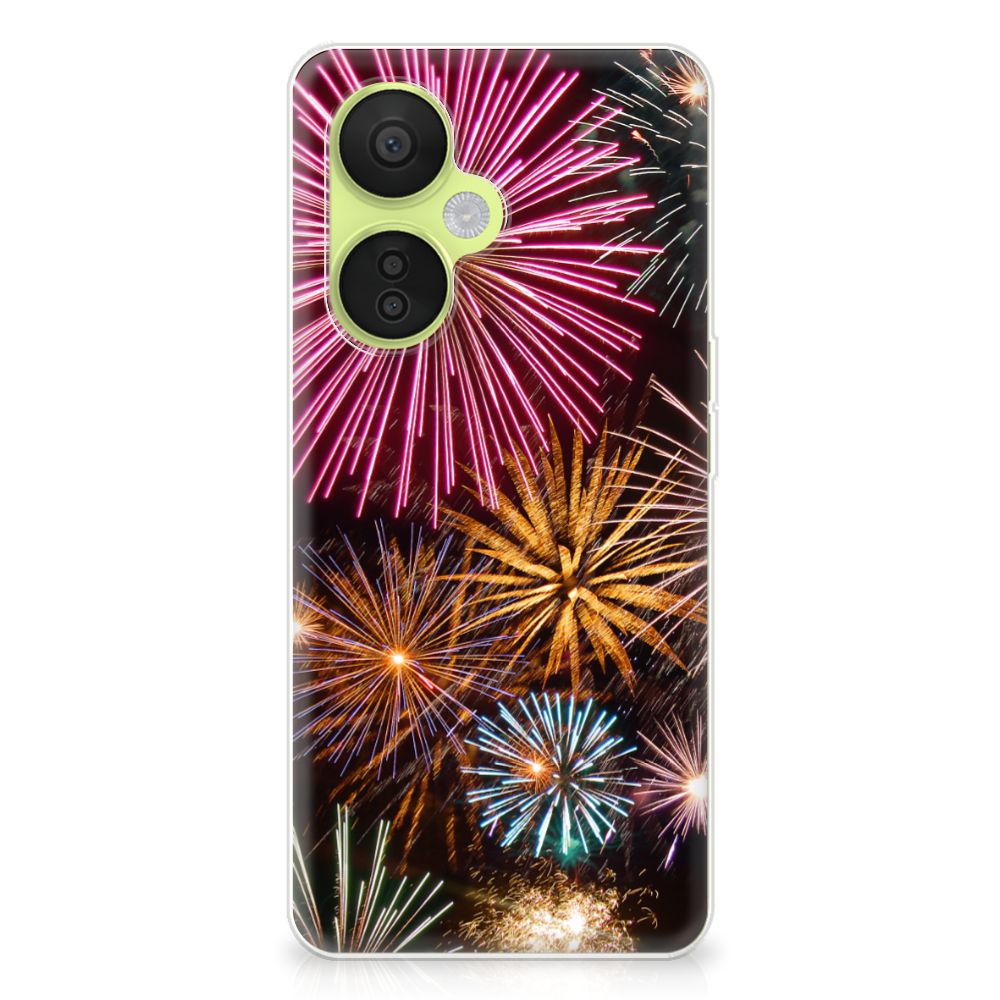 OnePlus Nord CE 3 Lite Silicone Back Cover Vuurwerk siervuurwerk kleuren aanzicht
