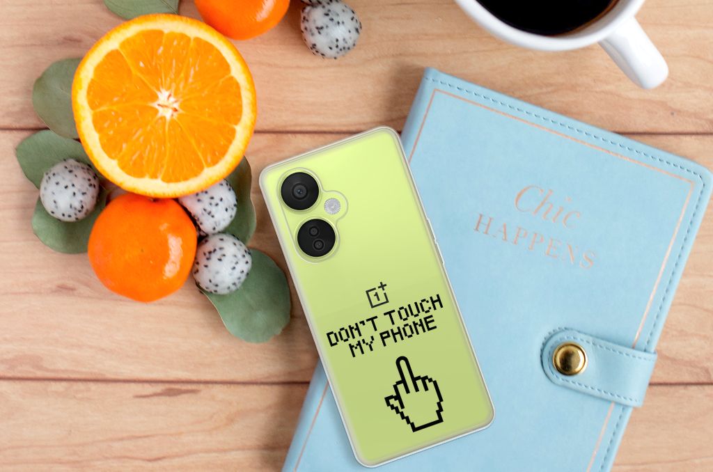 OnePlus Nord CE 3 Lite Silicone-hoesje Finger Don't Touch My Phone design achterkant