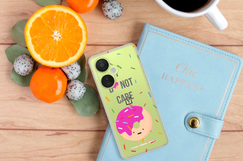 OnePlus Nord CE 3 Lite Siliconen Case Donut Roze design donut aanzicht