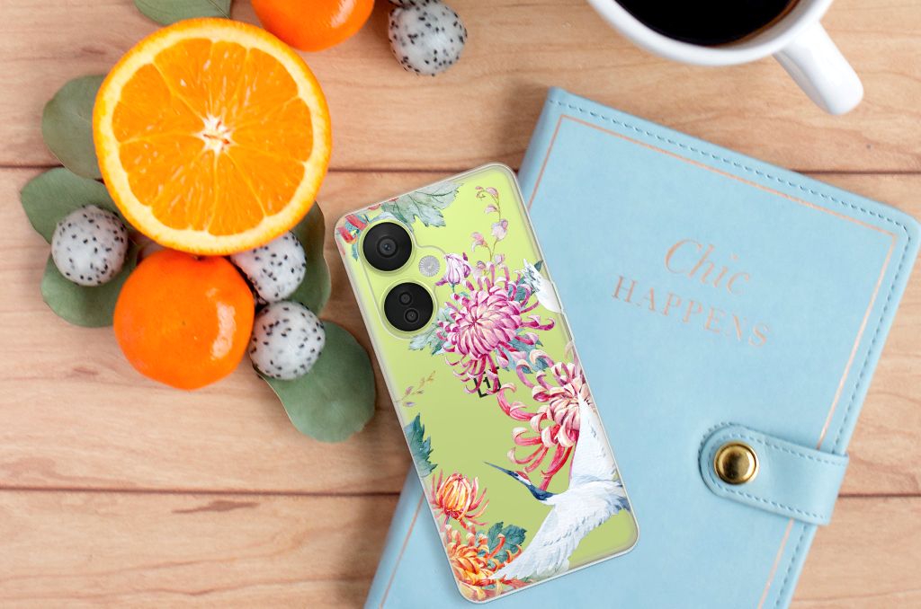 OnePlus Nord CE 3 Lite TPU Hoesje Bird Flowers