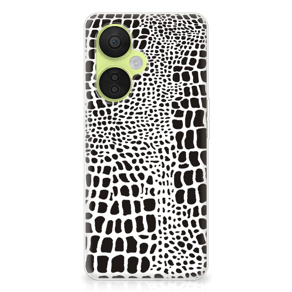 OnePlus Nord CE 3 Lite TPU Hoesje Slangenprint tpu slangenprint zwart wit achterkant