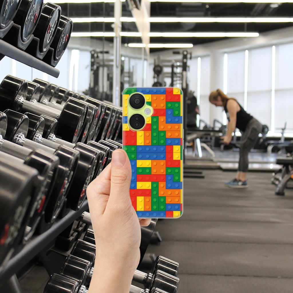 OnePlus Nord CE 3 Lite TPU bumper Blokken sport fitness achtergrond kleurrijk