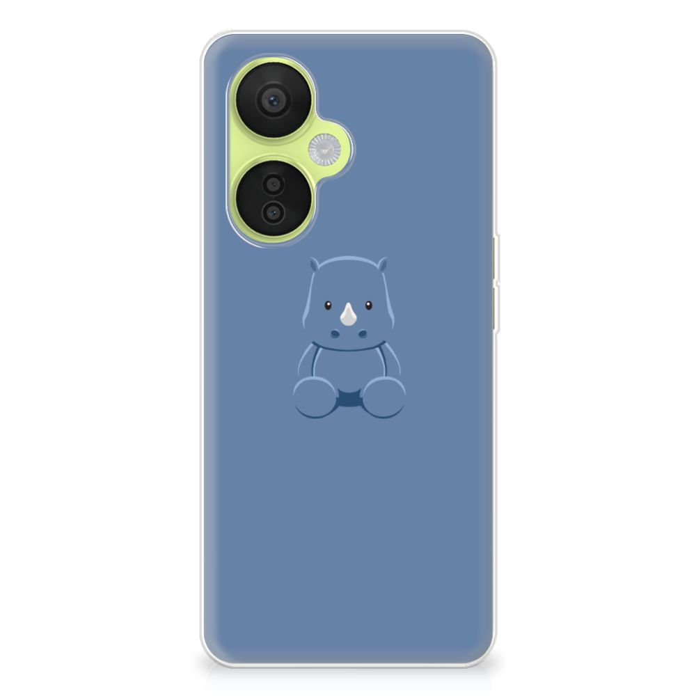 OnePlus Nord CE 3 Lite Telefoonhoesje met Naam Baby Rhino - uniek en schattig ontwerp van een babyneushoorn 🦏.