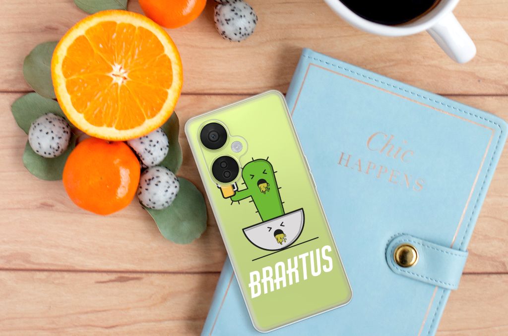 OnePlus Nord CE 3 Lite Telefoonhoesje met Naam Braktus cactusprint design bovenkant