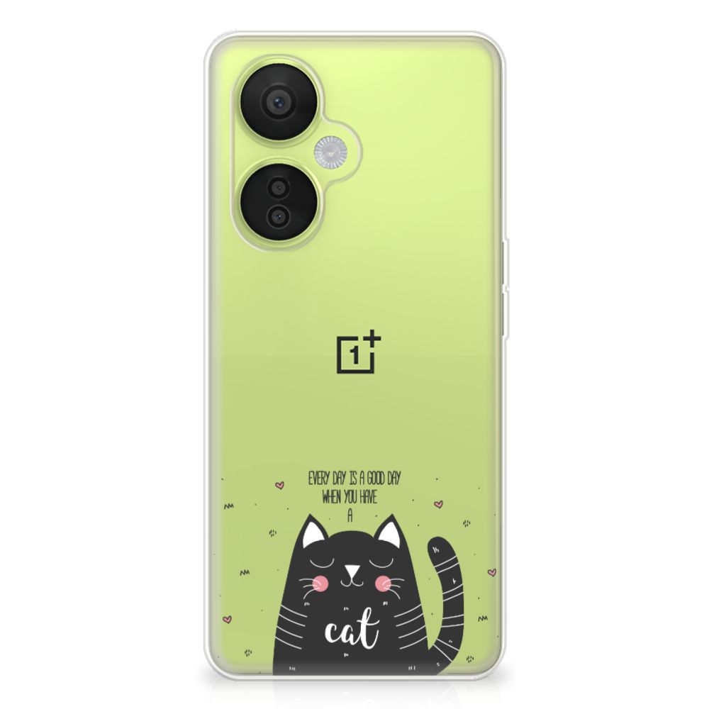 OnePlus Nord CE 3 Lite Telefoonhoesje met Naam Cat Good Day hoesje cat design achterzijde