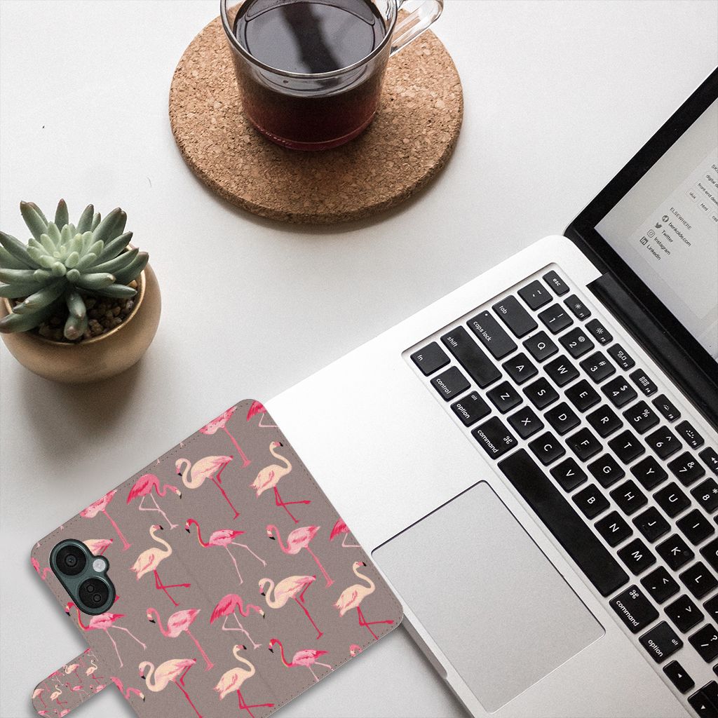OnePlus Nord CE 3 Lite Telefoonhoesje met Pasjes Flamingo design flamingo top