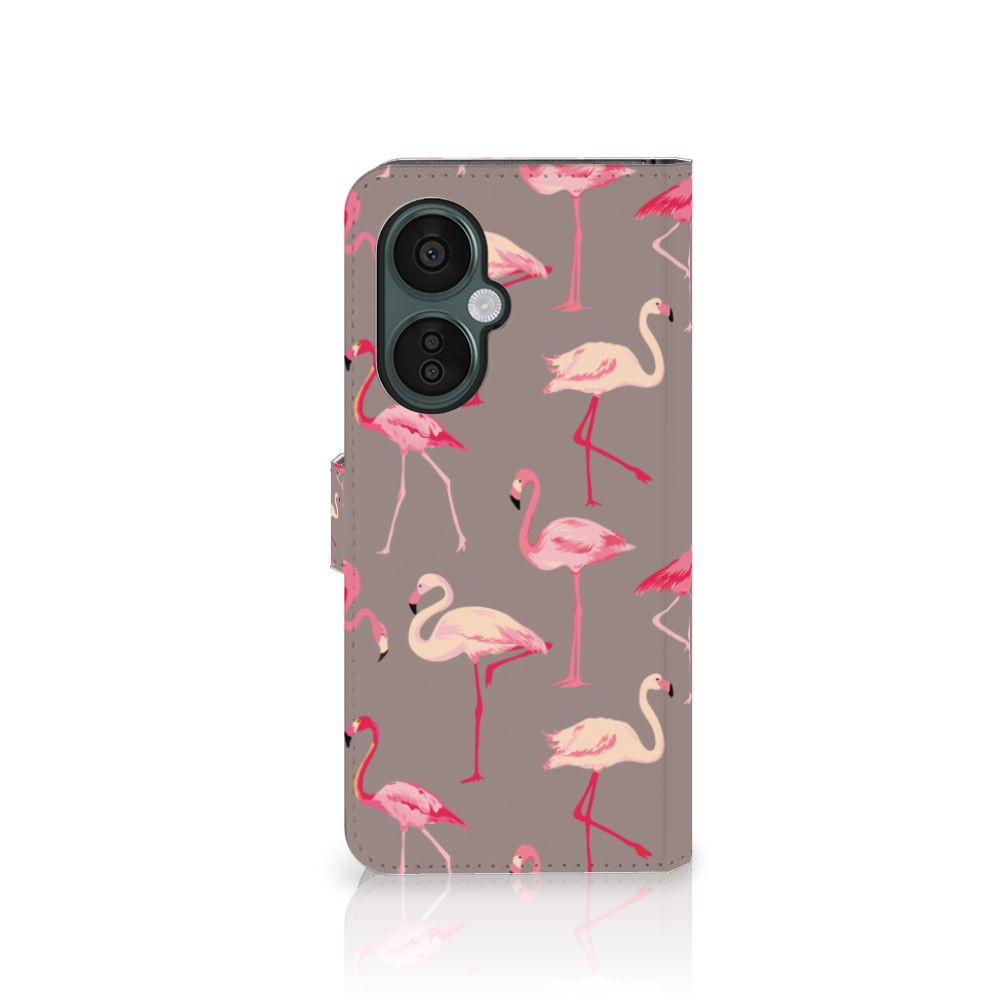 OnePlus Nord CE 3 Lite Telefoonhoesje met Pasjes Flamingo hoesje flamingo design zijaanzicht