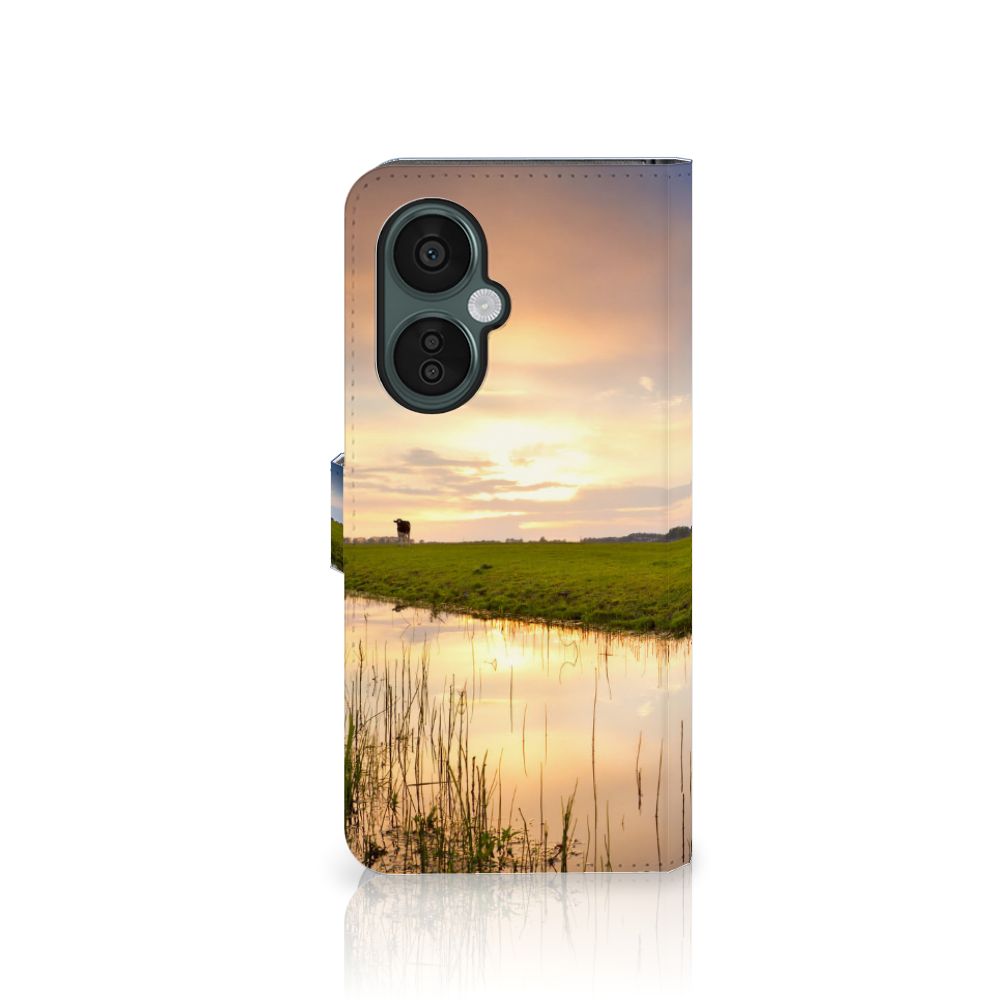 OnePlus Nord CE 3 Lite Telefoonhoesje met Pasjes Koe telefoonhoesje koeien landschap voorzijde