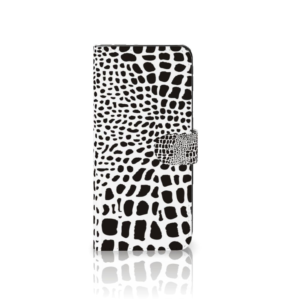 OnePlus Nord CE 3 Lite Telefoonhoesje met Pasjes Slangenprint, zwart-wit design, biedt gebruiksgemak en bescherming.