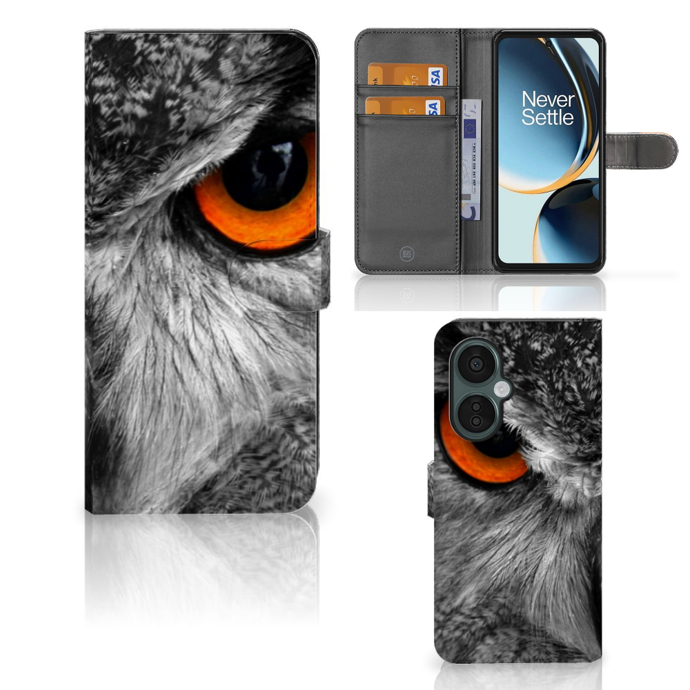 OnePlus Nord CE 3 Lite Telefoonhoesje met Pasjes Uil uil design aanzicht