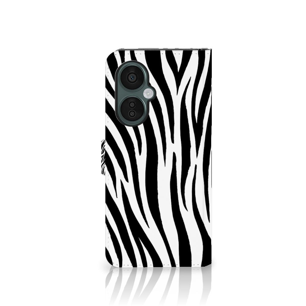 OnePlus Nord CE 3 Lite Telefoonhoesje met Pasjes Zebra zebraprint aanzicht