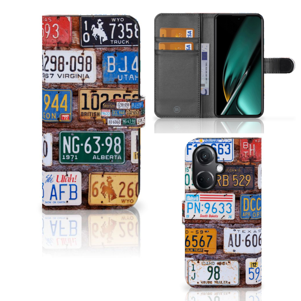 OnePlus Nord CE 3 Telefoonhoesje met foto Kentekenplaten design collage aanzicht