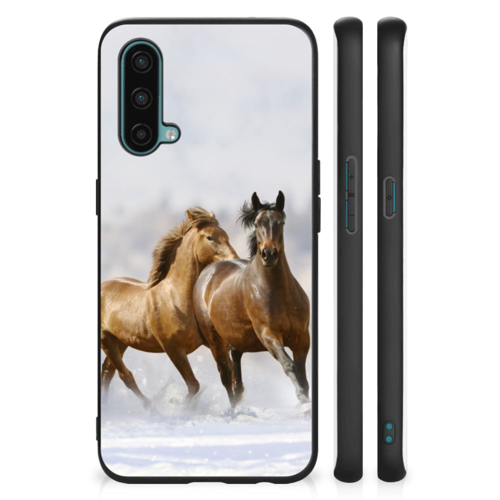 OnePlus Nord CE 5G Dierenprint Telefoonhoesje Paarden paarden ontwerp voorkant zijkanten
