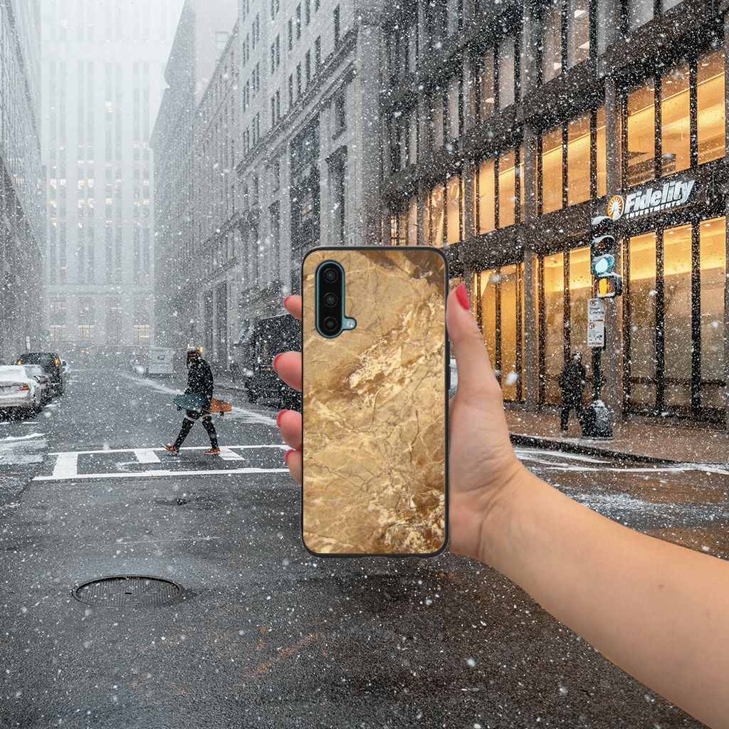 OnePlus Nord CE 5G Marmeren Print Telefoonhoesje Marmer Creme B2C Telecom