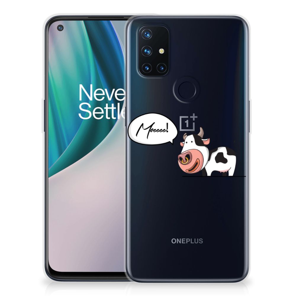OnePlus Nord N10 5G Telefoonhoesje met Naam Cow telefoonhoesje cow design achterzijde