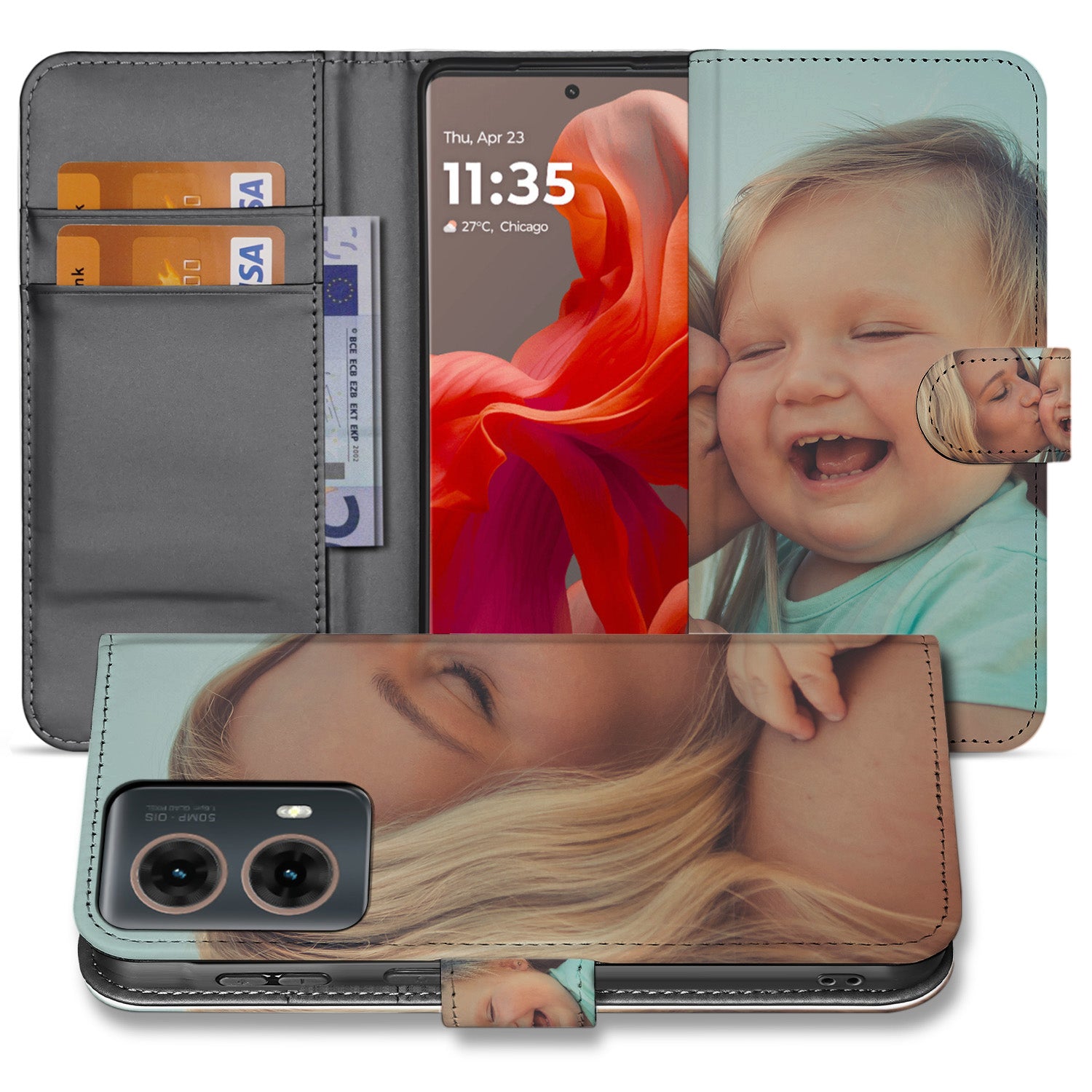 Motorola Moto G85 hoesje ontwerp jouw eigen met foto voorkant en achterkant