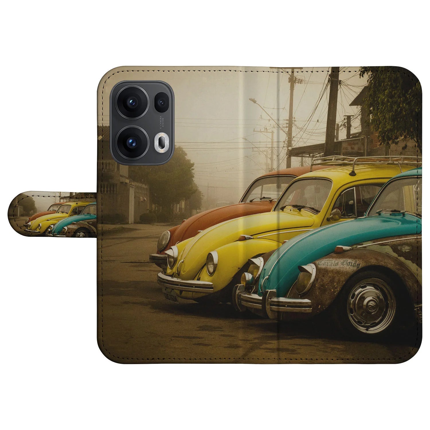 OPPO Reno 13 Pro Book Case design retro verkeerssituatie