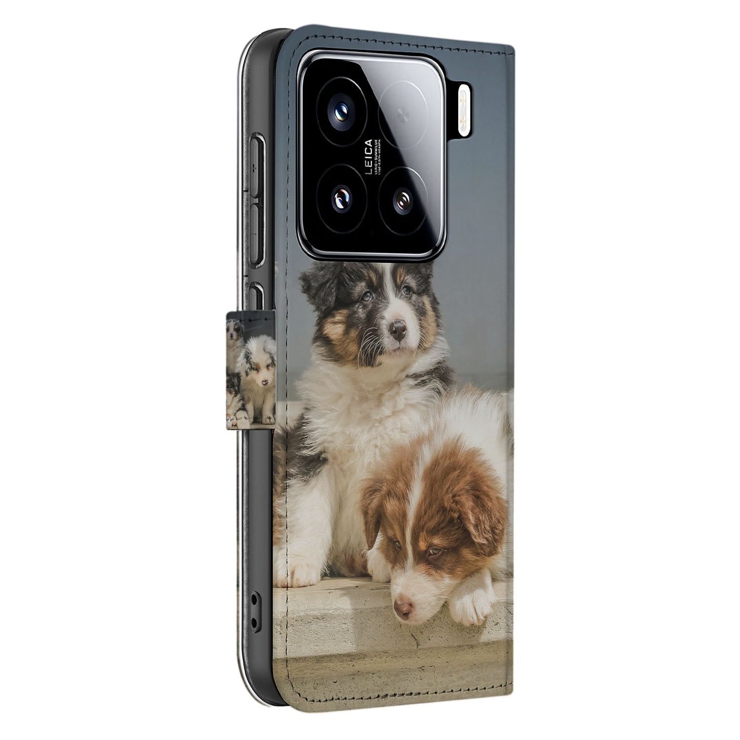Xiaomi 15 Book Case Ontwerp Jouw Eigen Gepersonaliseerd Hoesje met Foto van Puppies