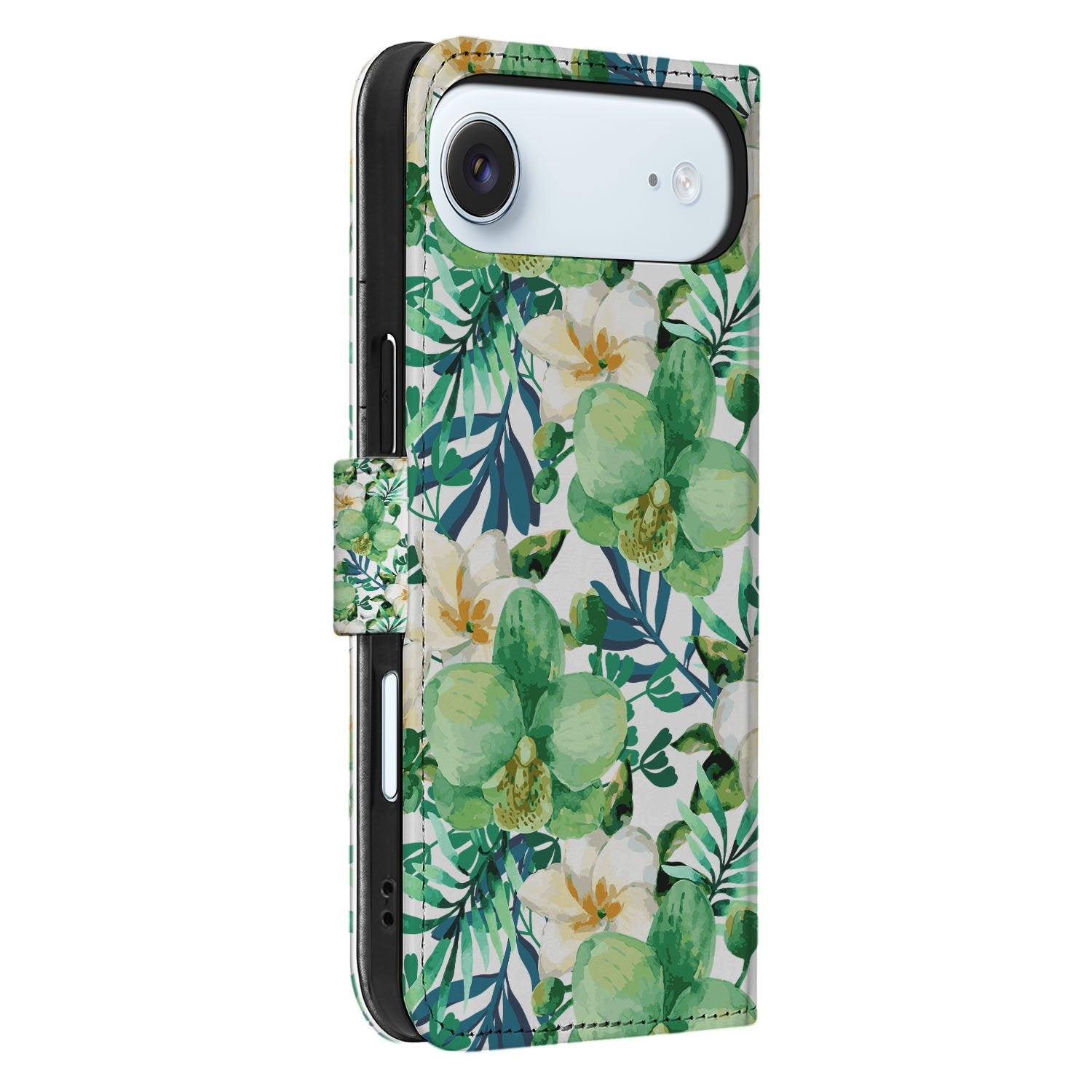 Orchidee Groen Hoesje Voor iPhone Air Book Case orchidee groen zijkant