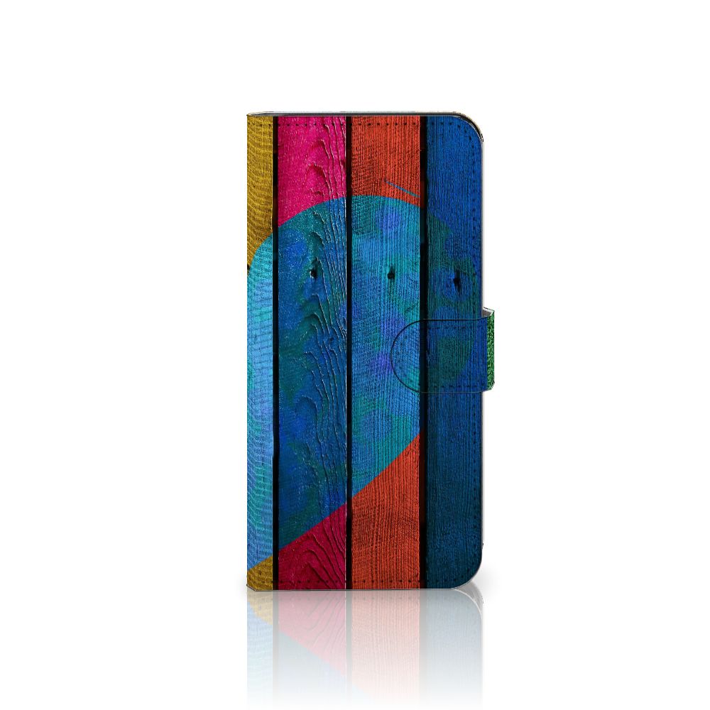 PPO A57 A57s A77 4G Book Style Case Wood Heart Boekhoesje Hartje Voorkant
