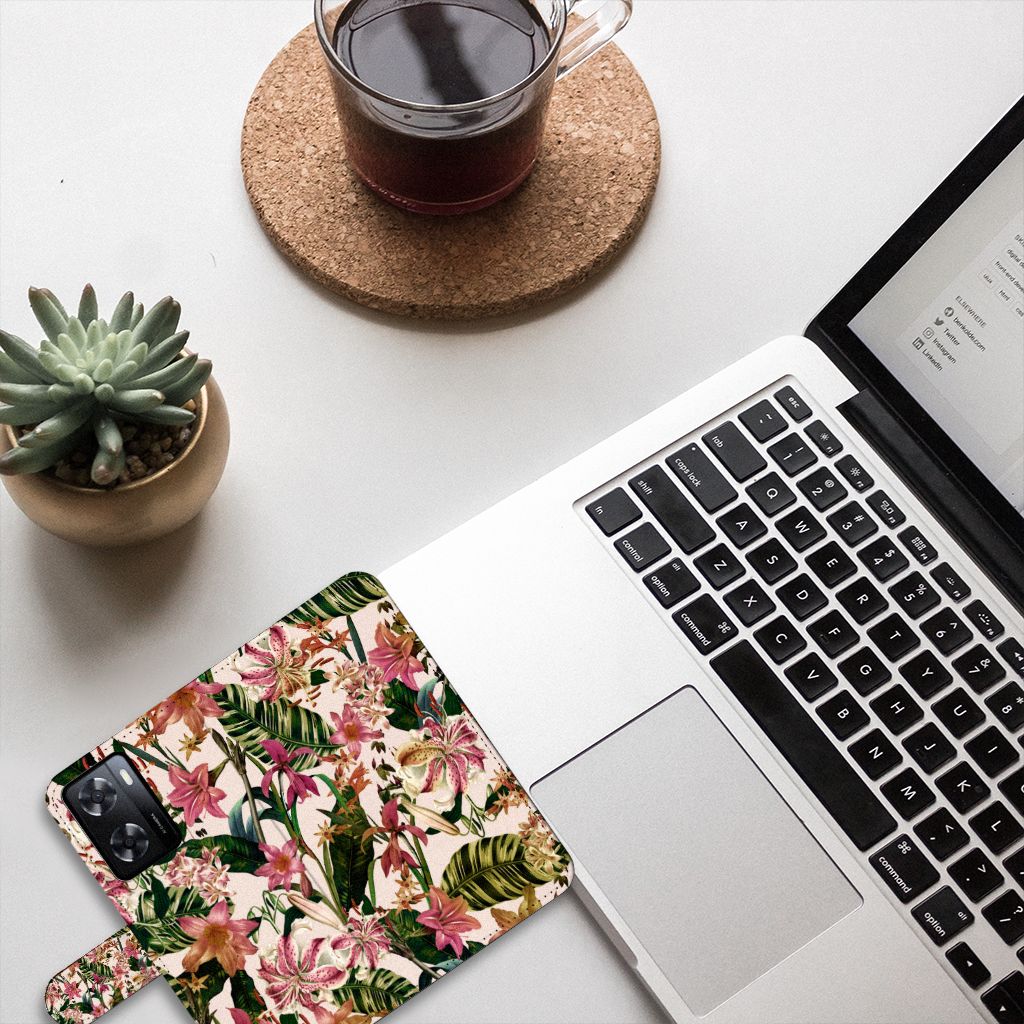PPO A57 | A57s | A77 4G Hoesje Flowers bloemen laptop plant