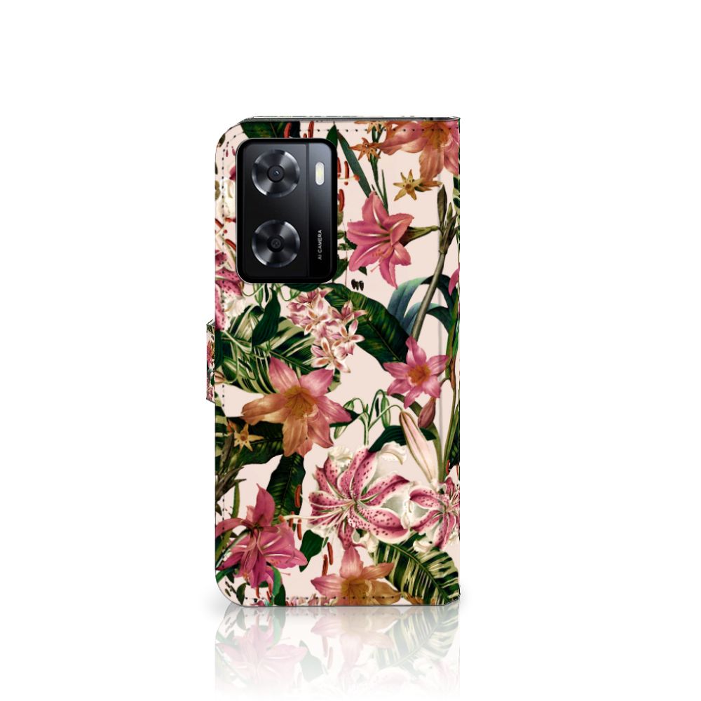 PPO A57 | A57s | A77 4G Hoesje Flowers hoesje bloemen design voorkant
