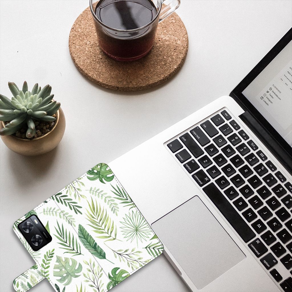 PPO A57 | A57s | A77 4G Hoesje Leaves design bladeren aanzicht