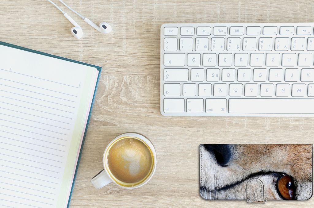 PPO A57 | A57s | A77 4G Telefoonhoesje met Pasjes Cheetah close-up cheeta design