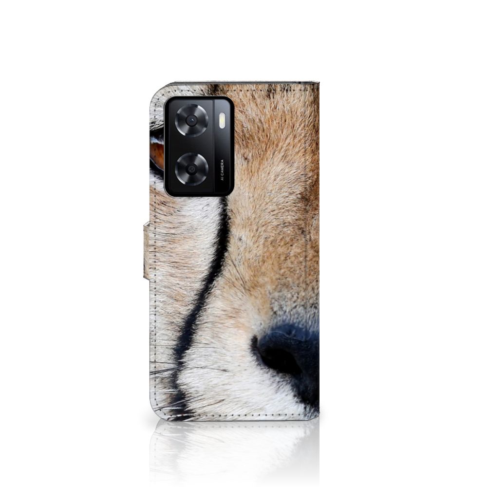 PPO A57 A57s A77 4G Telefoonhoesje met Pasjes Cheetah close-up cheeta