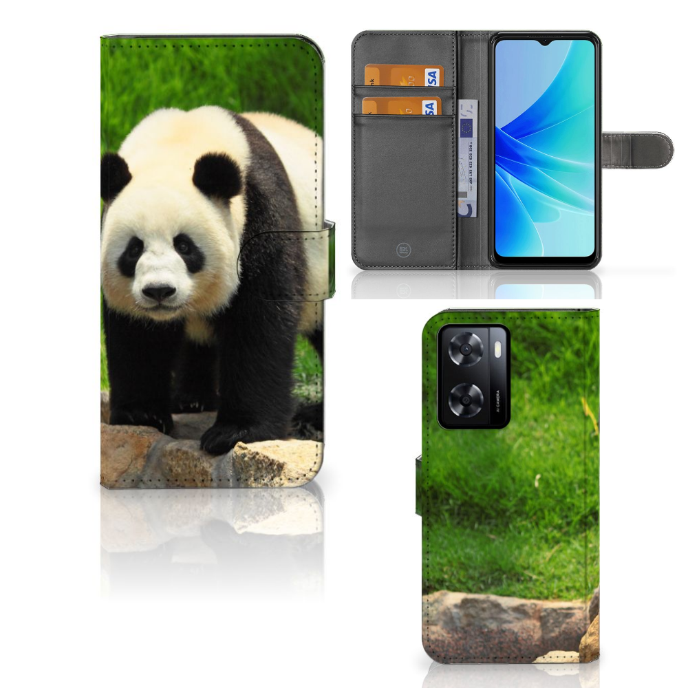 PPO A57 | A57s | A77 4G Telefoonhoesje met Pasjes Panda