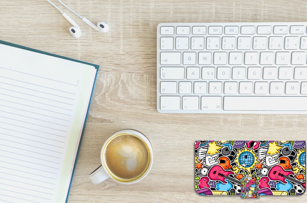 PPO A57 | A57s | A77 4G Wallet Case met Pasjes Punk Rock design kleurrijk aanzicht
